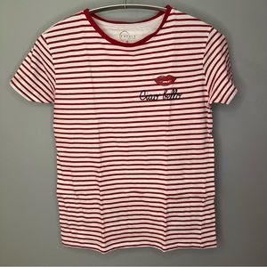 Eataly Ciao Bello Red and White Striped Tee Shirt — Size S